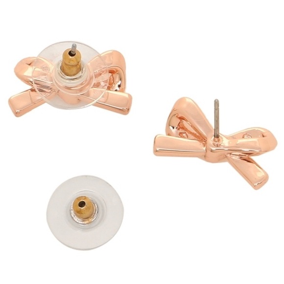 KATE SPADE • Rose Gold Mini Skinny Bow Earrings - Picture 3 of 5